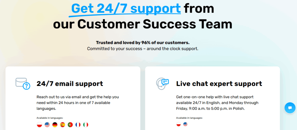 GetResponse support contact options